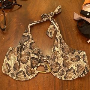 Michael Michael Kors medium underwire animal python gold hardware bikini top